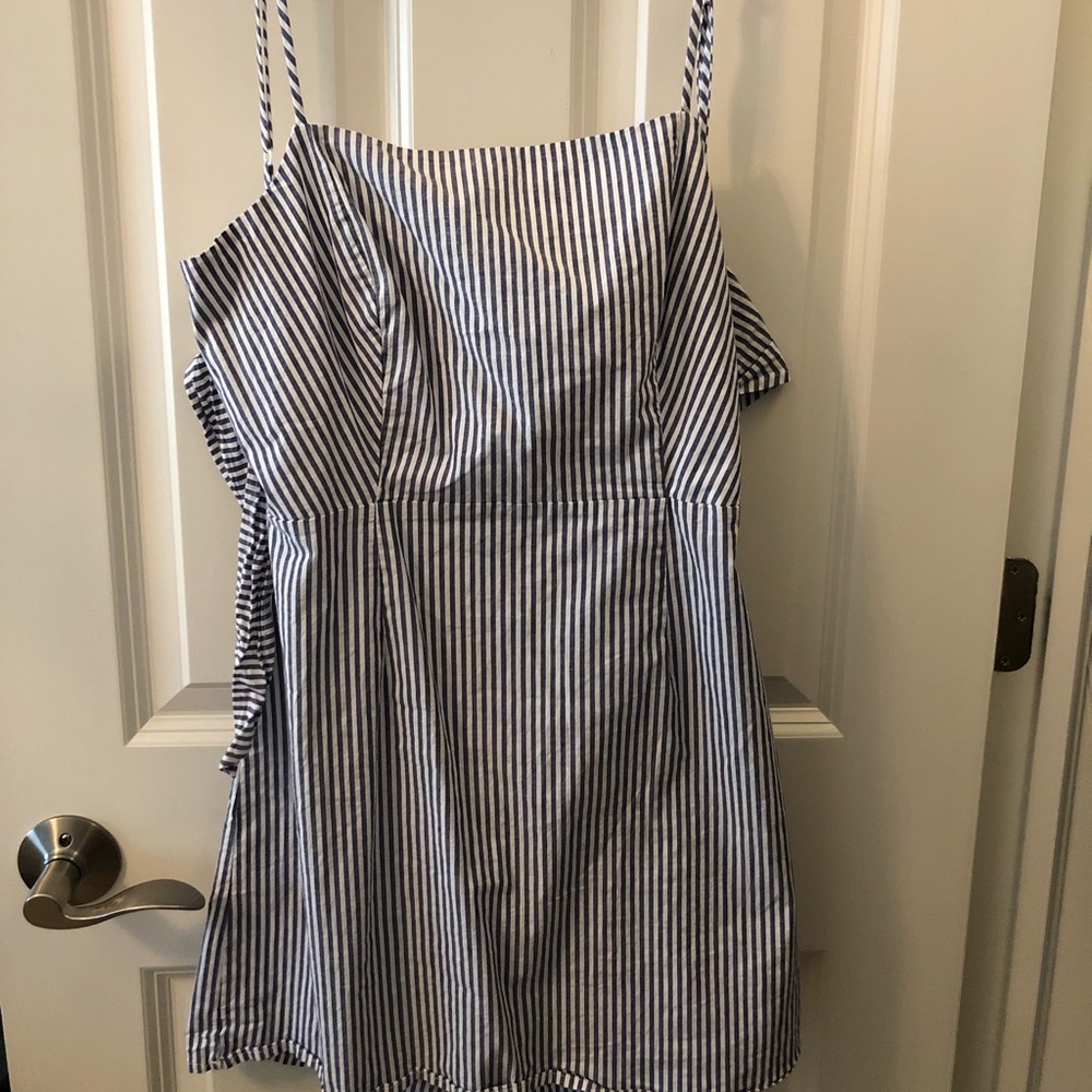 Blue and white stripped dress with open back!